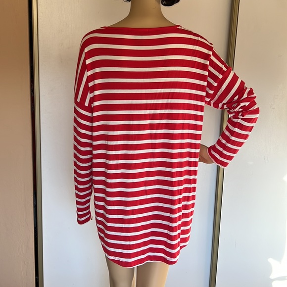 Red and white striped long sleeve top with silver studs - Picture 6 of 7
